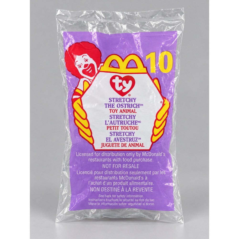 Ty Teenie Beanie Babies Stretchy Ostrich 1999 McDonalds Happy Meal Toy 10 NEW